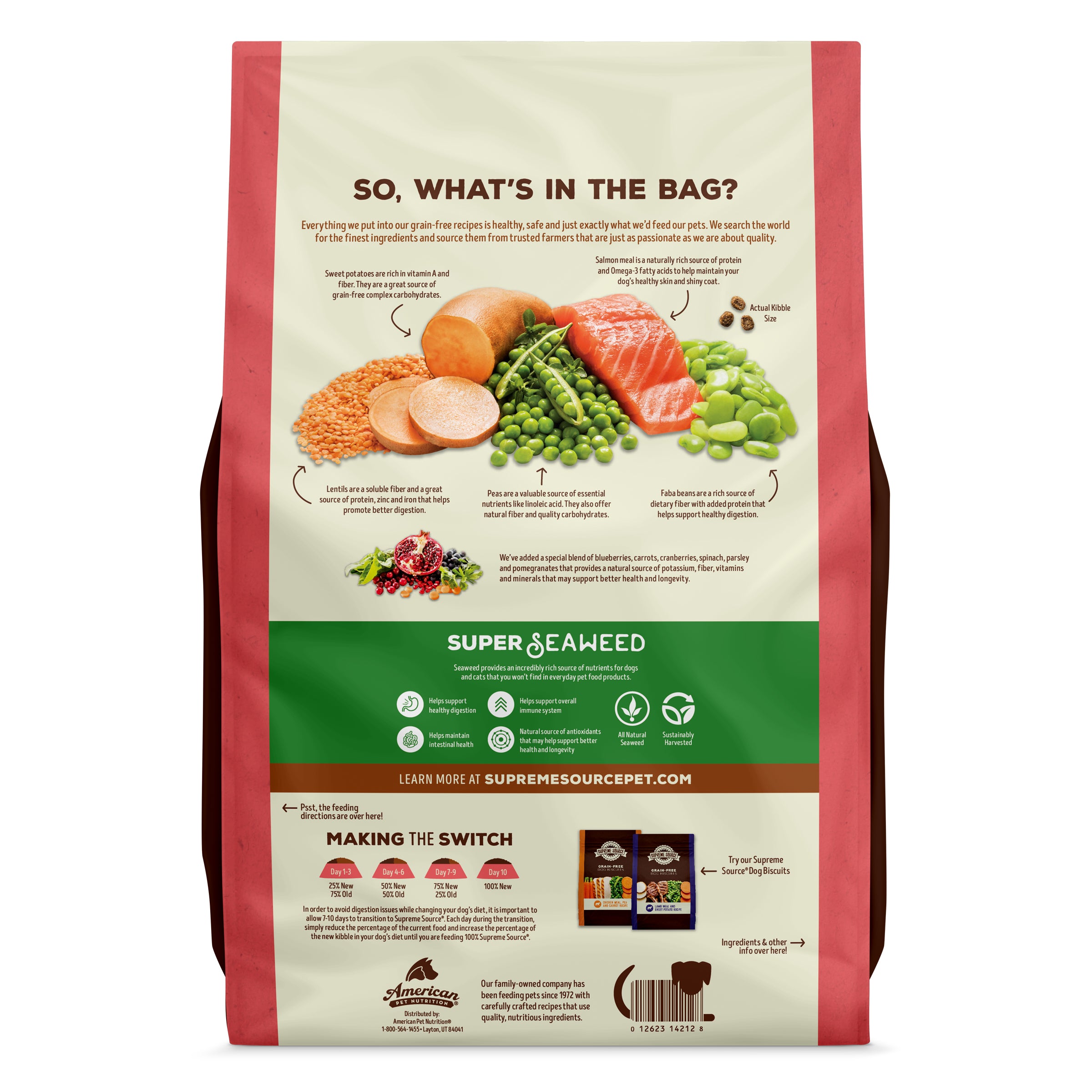 Backside image of Supreme Source Salmon, Meal and Sweet Potato Recipe dog food