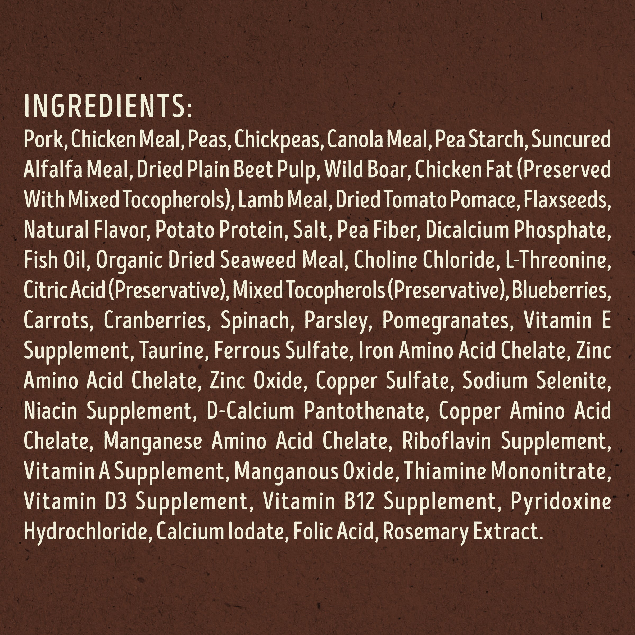 Ingredient list