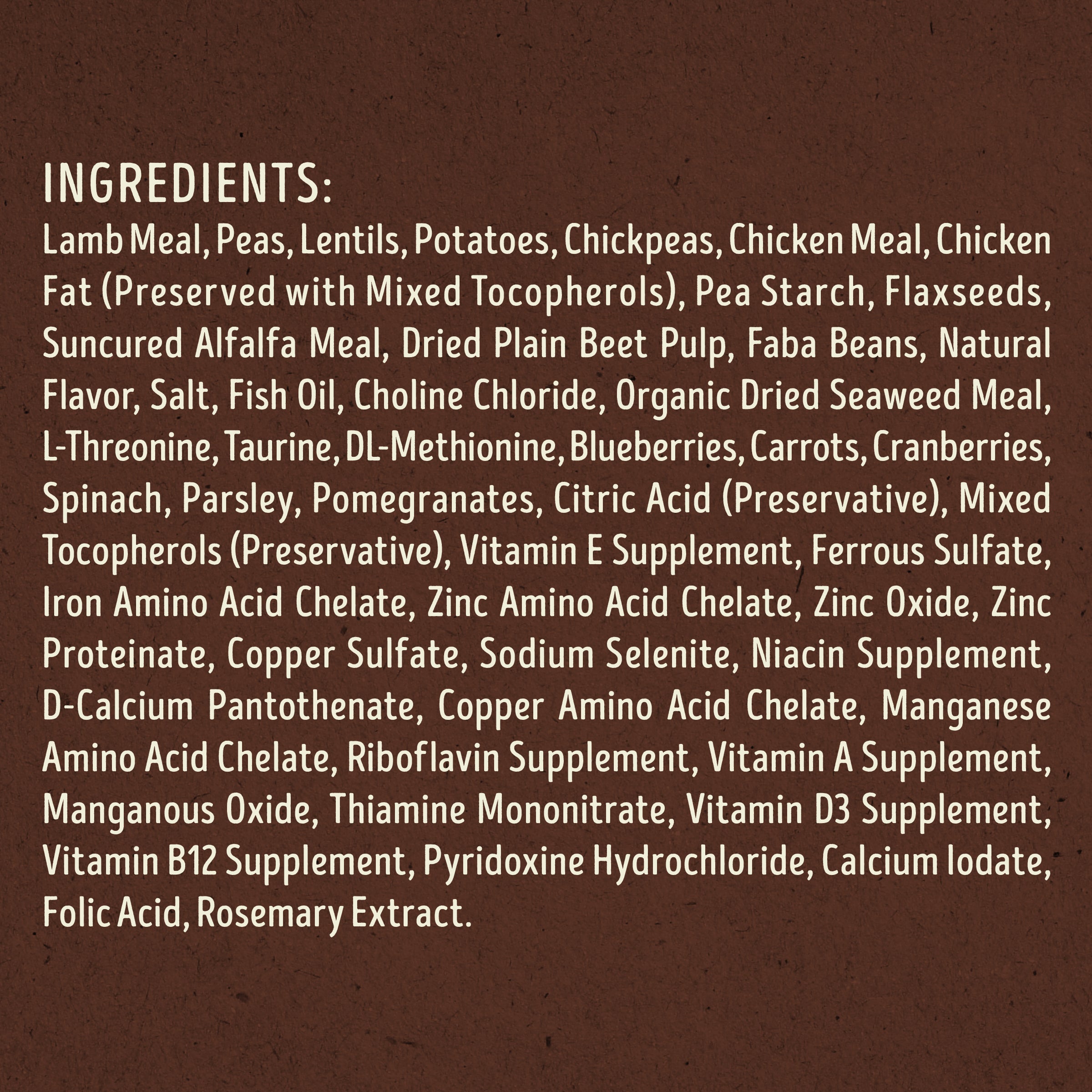 Ingredient list