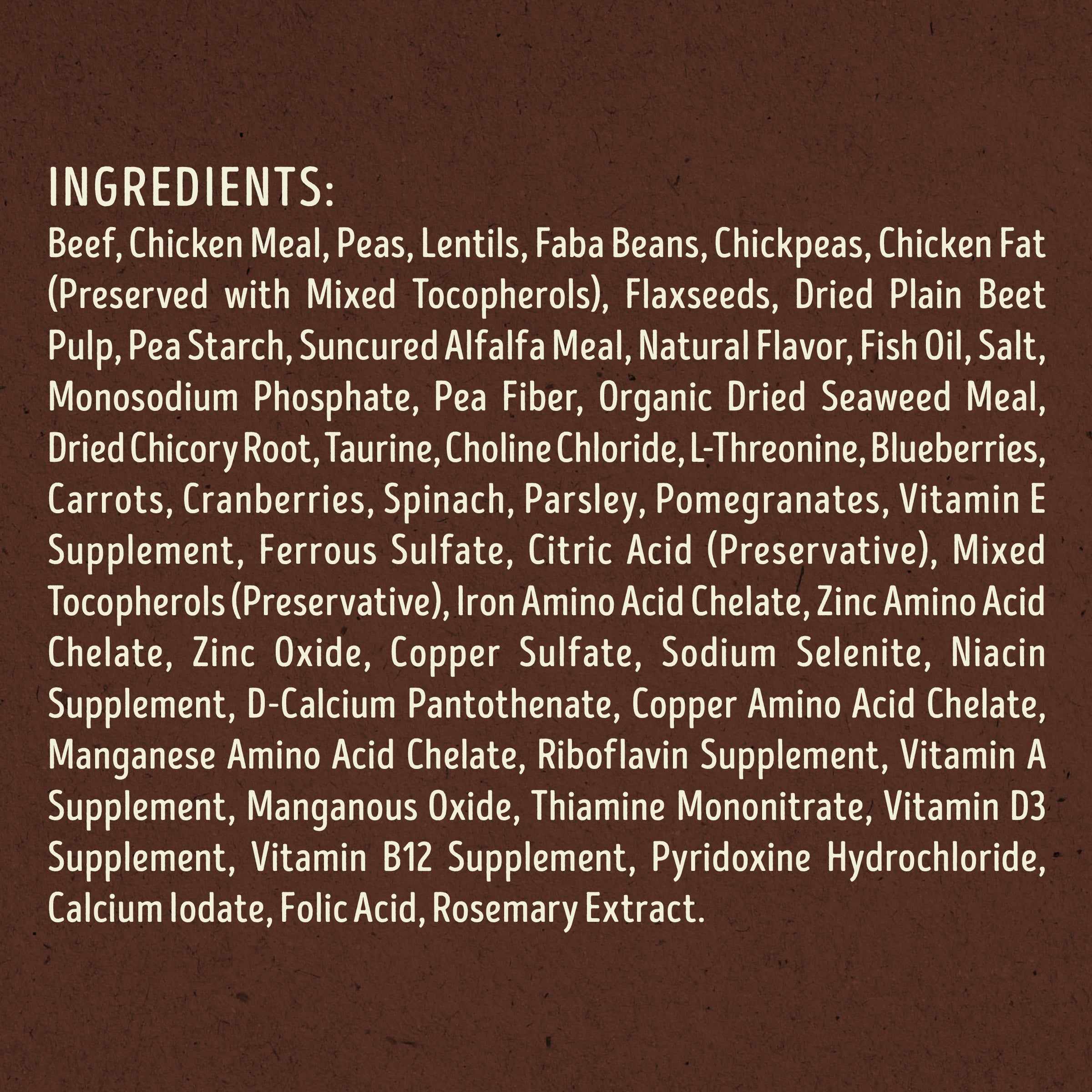 Ingredient list