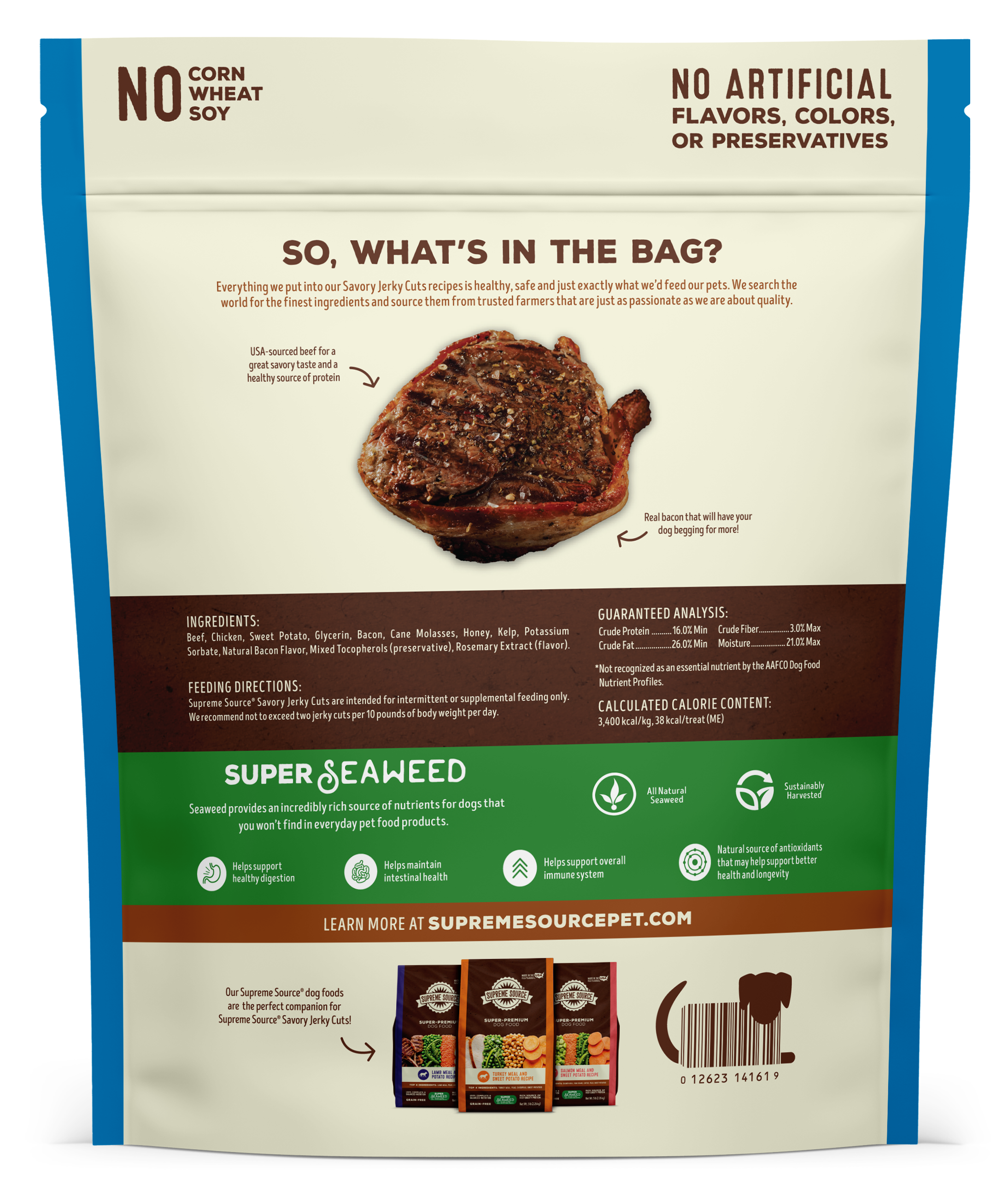 Backside image Supreme Source Jerky Cuts Beef Flavor