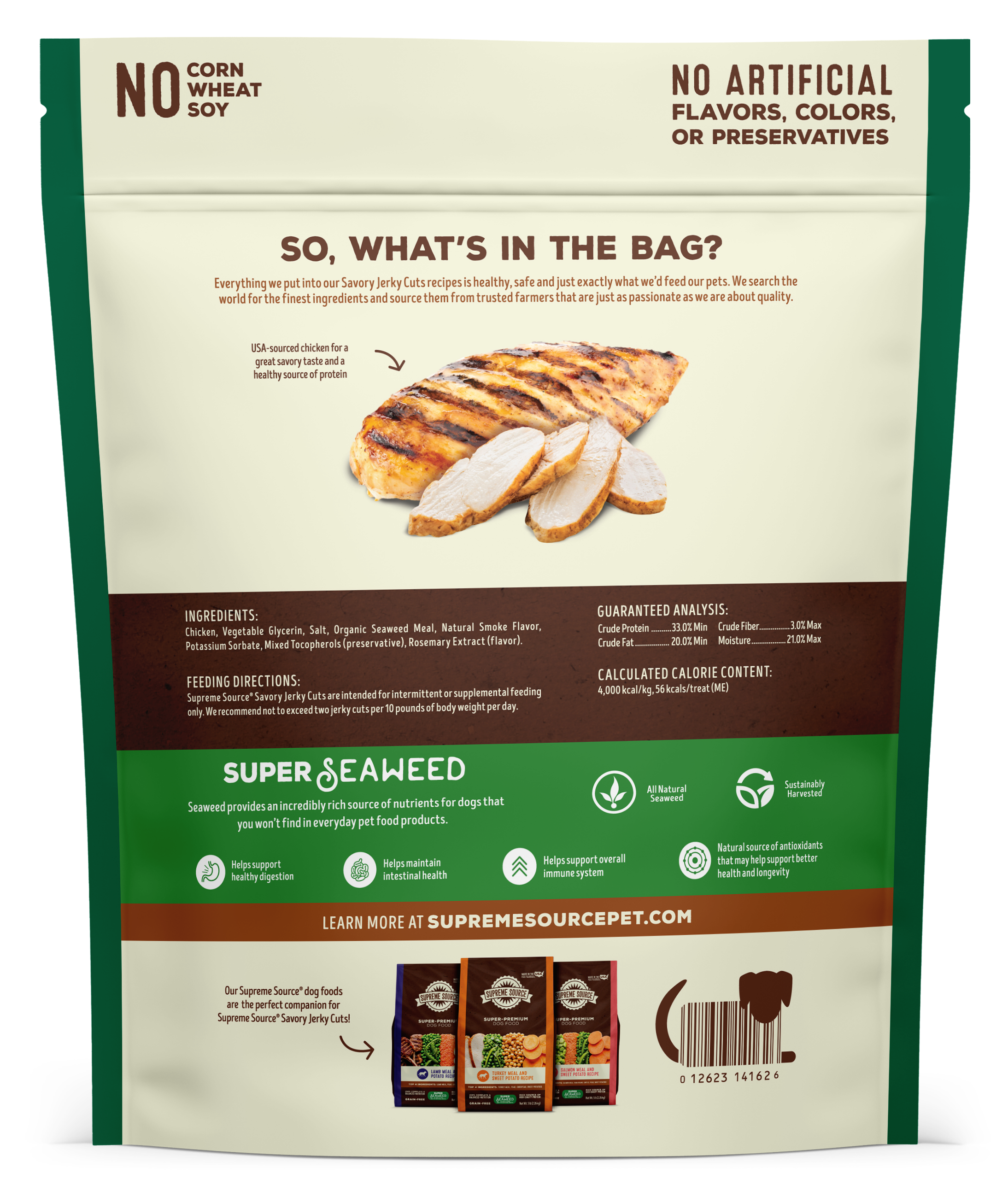 Backside image Supreme Source Jerky Cuts Chicken Recipe