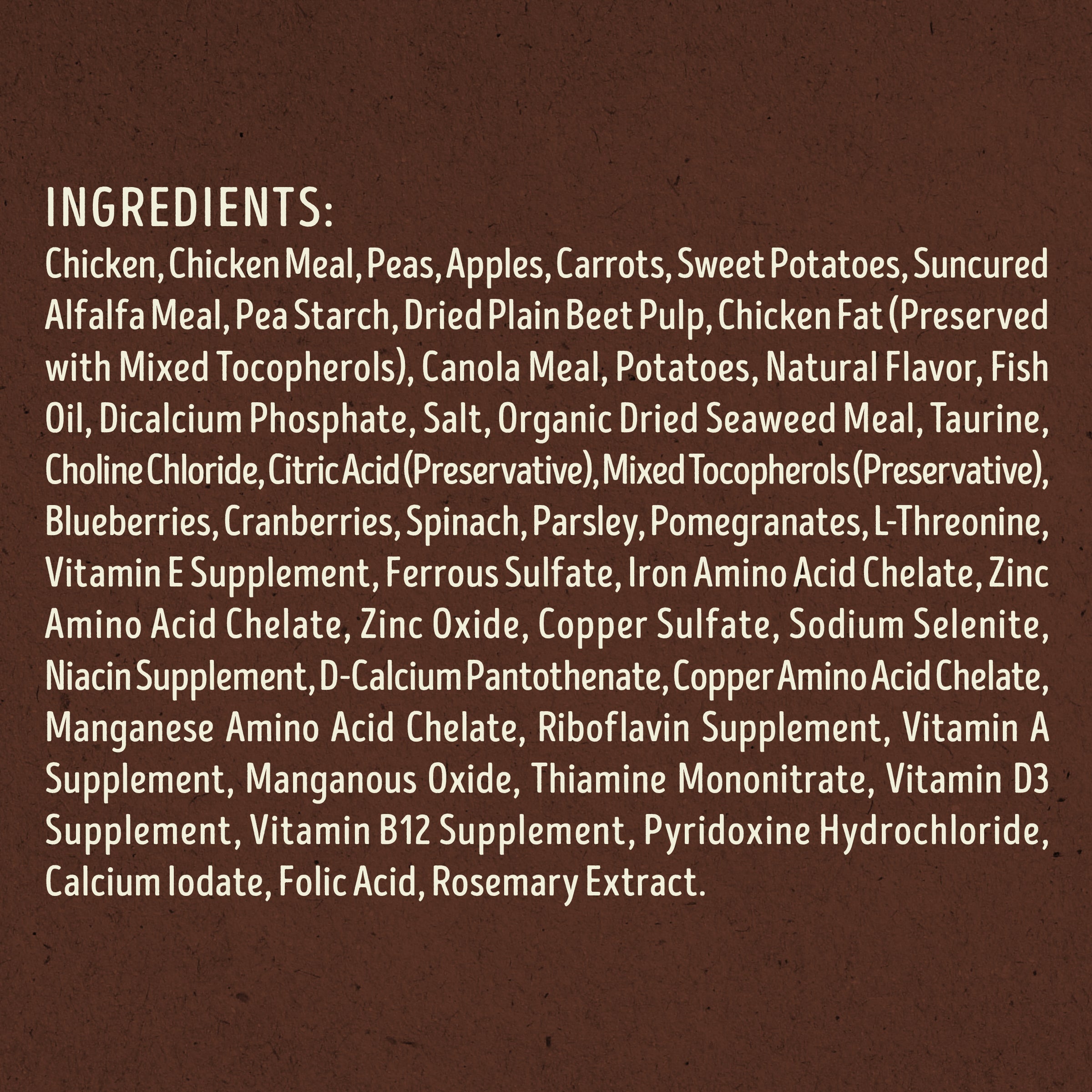 Ingredient list