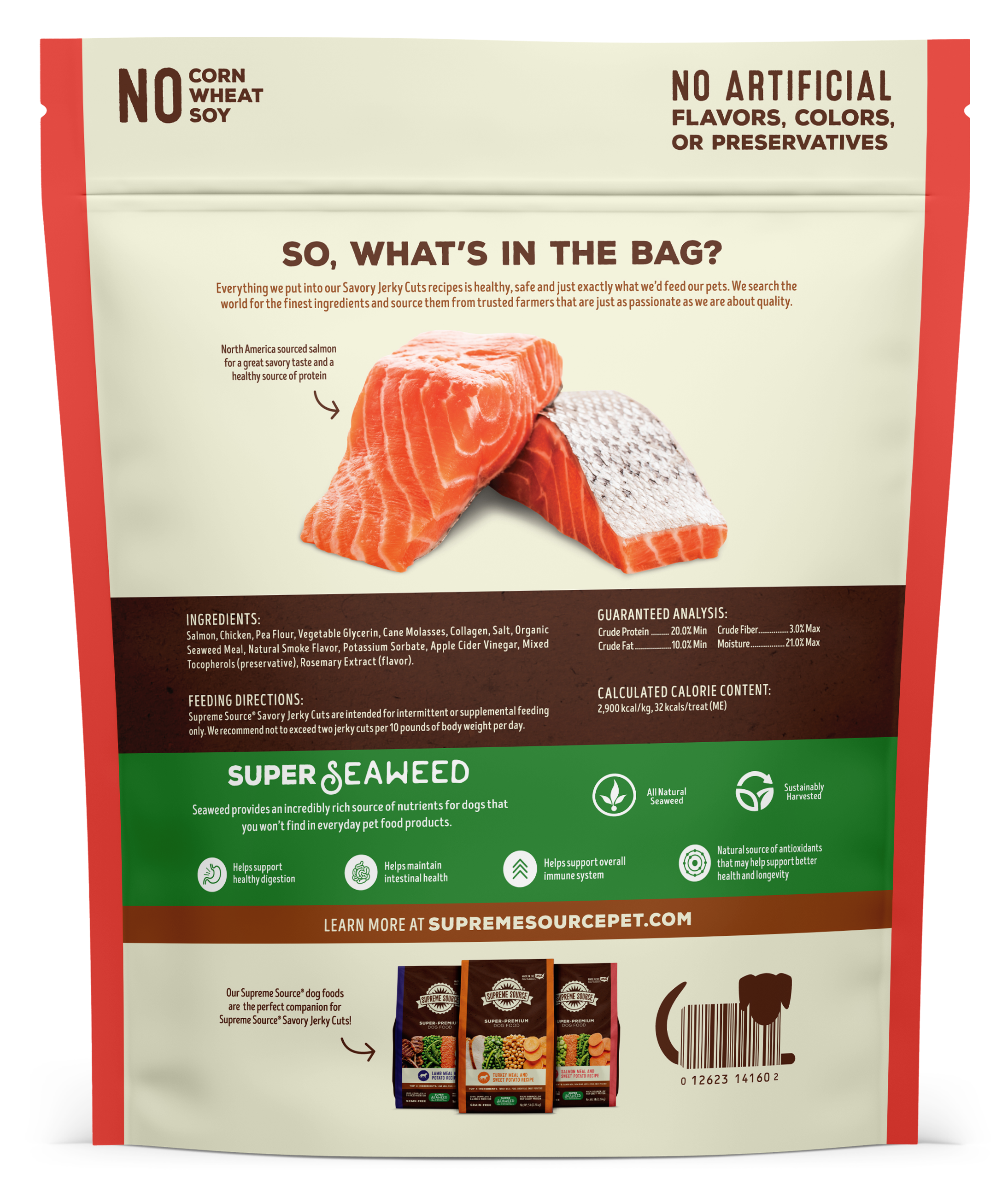 Backside image of Supreme Source Salmon Jerky Cuts